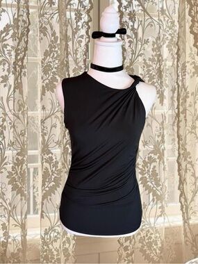 Vintage Y2K Whimsygoth Office Siren Black Fitted Top